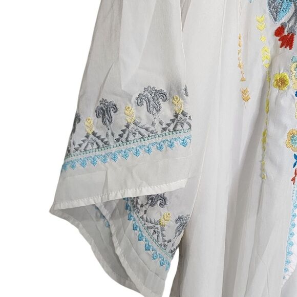 Andree' Kimono White Floral Embroidered Open Front Boho Cottagecore Western M - Picture 4 of 6